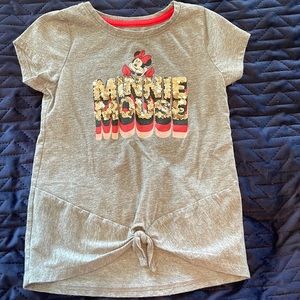 Minnie Mouse Tee with sequins and tie girls sz 5